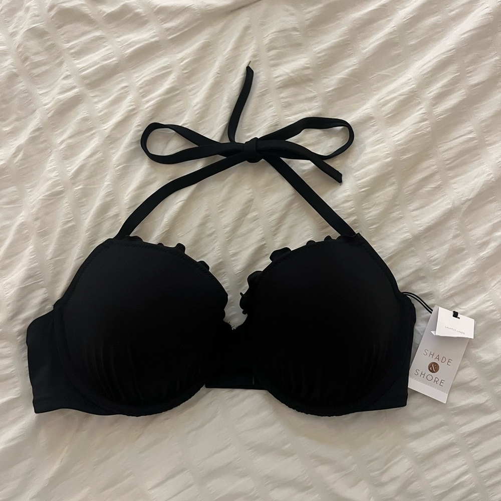 Shade & Shore Black Scalloped Bra